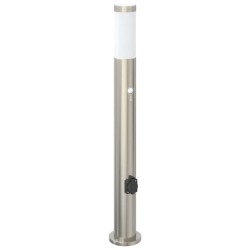Bornes lumineuses avec détecteur et prise lot de 3 80 cm acier inoxydable IP44 582903582903
