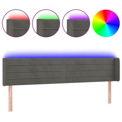 Tête de lit à LED Gris foncé 203x16x78/88 cm Velours 582908582908
