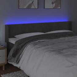 Tête de lit à LED Gris foncé 203x16x78/88 cm Velours 582908582908