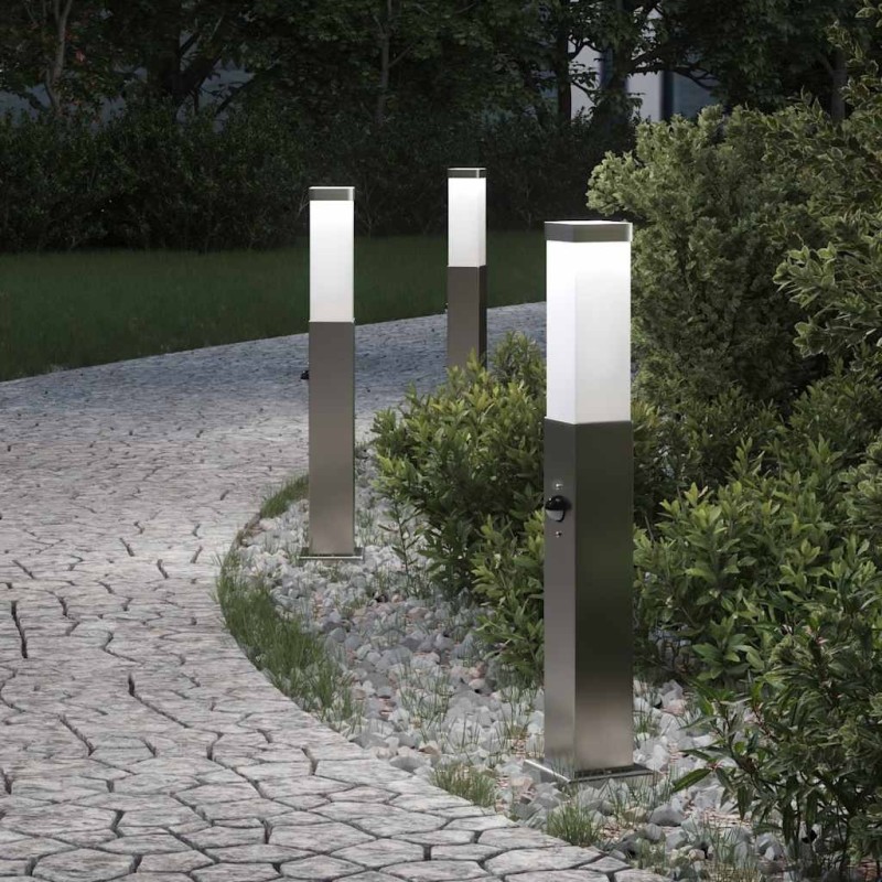 Bornes lumineuses avec détecteur lot de 3 50 cm acier inoxydable IP44 582918582918