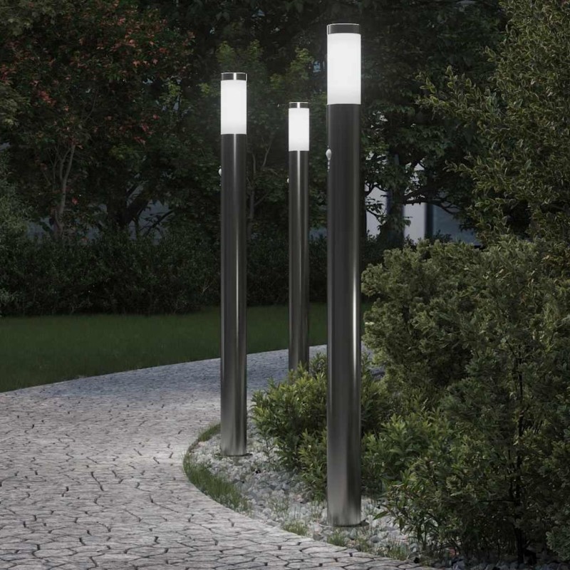 Bornes lumineuses avec détecteur lot de 3 110 cm acier inoxydable IP44 582920582920