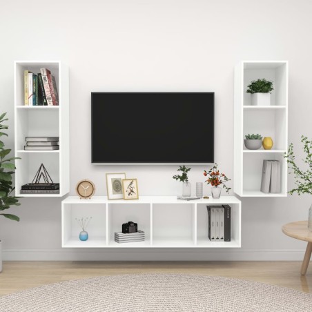 Ensemble de meuble TV 3 pcs Blanc Bois d'ingénierie 583003583003