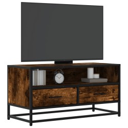 Meuble TV chêne fumé 80x34,5x40 cm bois d'ingénierie et métal 583008583008