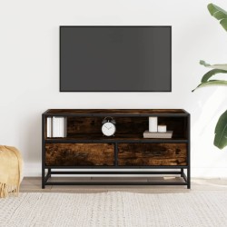 Meuble TV chêne fumé 80x34,5x40 cm bois d'ingénierie et métal 583008583008