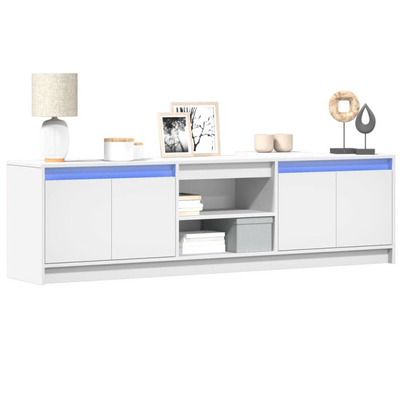 Meuble TV avec LED blanc 180x34x50 cm bois d'ingénierie 583015583015