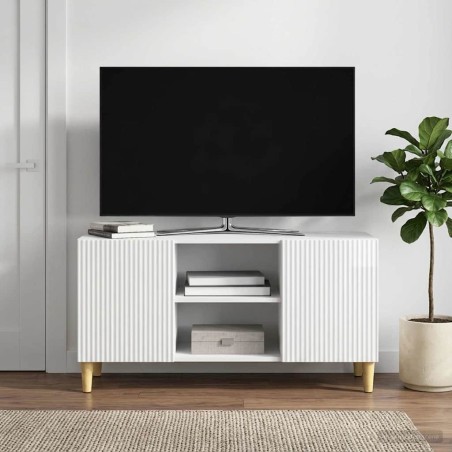 Meuble TV Blanc brillant 102 x 34,5 x 50 cm Bois d'ingénierie 583019583019