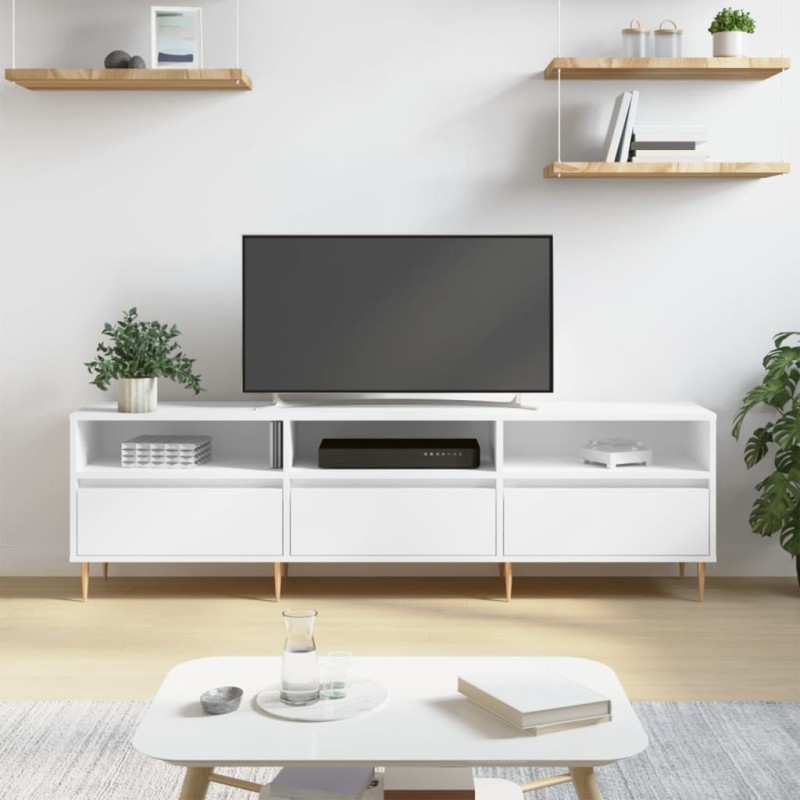 Meuble TV blanc 150x30x44,5 cm bois d'ingénierie 583030583030
