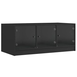 Table basse avec portes en verre noir 102x50x42 cm 583038583038