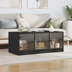 Table basse avec portes en verre noir 102x50x42 cm 583038583038