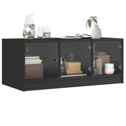 Table basse avec portes en verre noir 102x50x42 cm 583038583038