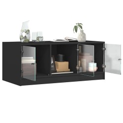 Table basse avec portes en verre noir 102x50x42 cm 583038583038