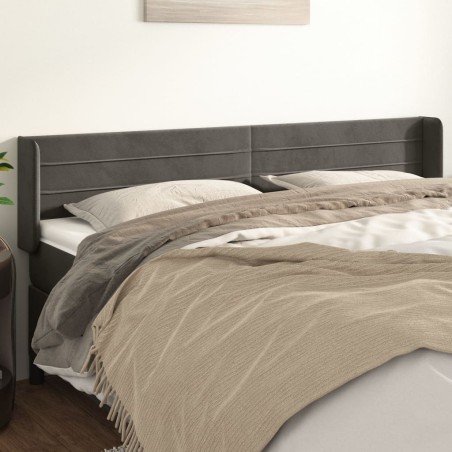 Tête de lit avec oreilles Gris foncé 203x16x78/88 cm Velours 583045583045