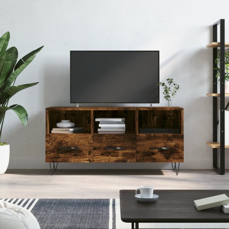 Meuble TV chêne fumé 102x36x50 cm bois d'ingénierie 583048583048