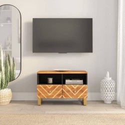 Meuble TV marron et noir 70x33,5x46 cm bois massif de manguier 583084583084