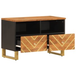 Meuble TV marron et noir 70x33,5x46 cm bois massif de manguier 583084583084