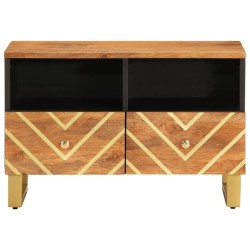 Meuble TV marron et noir 70x33,5x46 cm bois massif de manguier 583084583084