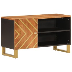 Meuble TV marron et noir 80x31,5x46 cm bois massif de manguier 583090583090