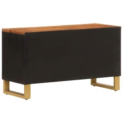 Meuble TV marron et noir 80x31,5x46 cm bois massif de manguier 583090583090