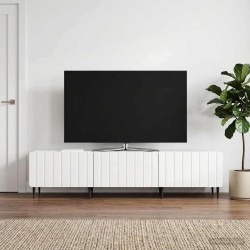 Meuble TV Blanc brillant 147 x 34,5 x 32 cm Bois d'ingénierie 583102583102