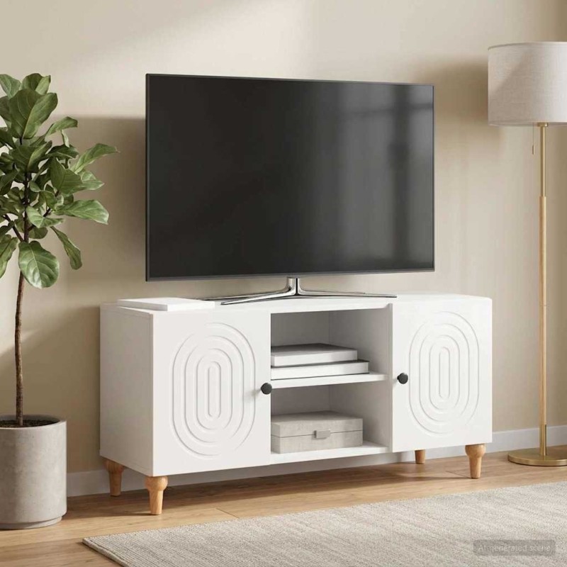 Meuble TV Blanc brillant 102 x 34,5 x 50 cm Bois d'ingénierie 583103583103