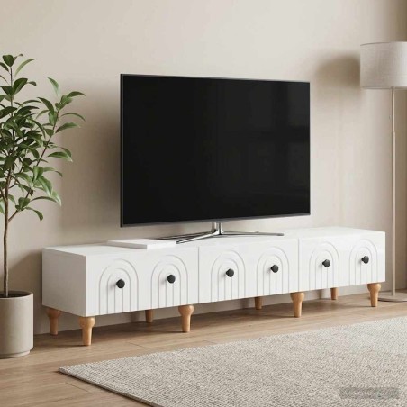Meuble TV Blanc brillant 147 x 34,5 x 30 cm Bois d'ingénierie 583107583107