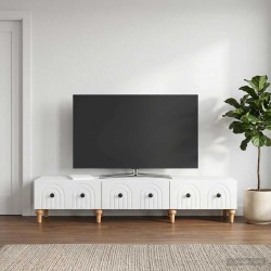 Meuble TV Blanc brillant 147 x 34,5 x 30 cm Bois d'ingénierie 583107583107