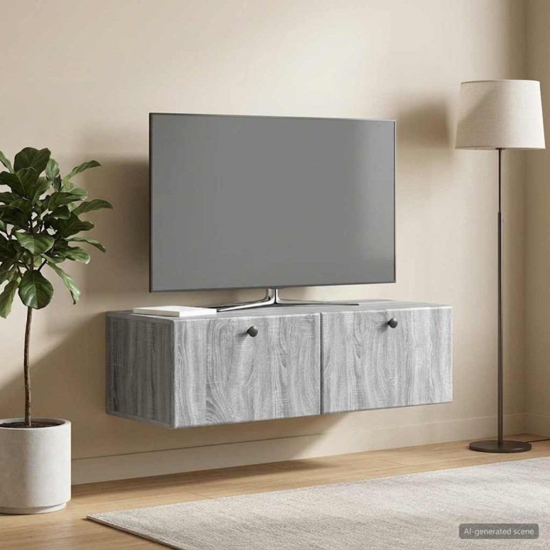 Meuble TV mural 98 x 41 x 30 cm Sonoma gris Bois d'ingénierie 583114583114