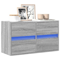 Meuble TV mural avec lumières LED sonoma gris 80x31x45 cm 583117583117