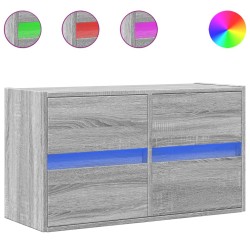 Meuble TV mural avec lumières LED sonoma gris 80x31x45 cm 583117583117