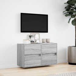 Meuble TV mural avec lumières LED sonoma gris 80x31x45 cm 583117583117