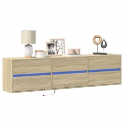 Meuble TV mural avec LED chêne sonoma 180x31x45 cm 583123583123