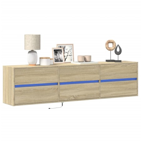 Meuble TV mural avec LED chêne sonoma 180x31x45 cm 583123583123