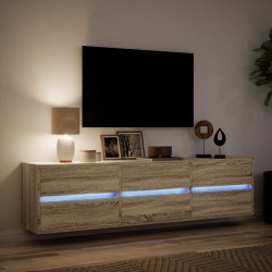 Meuble TV mural avec LED chêne sonoma 180x31x45 cm 583123583123