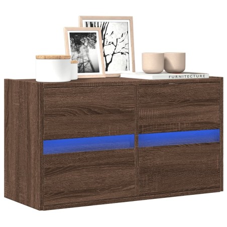 Meuble TV mural avec lumières LED chêne marron 80x31x45 cm 583124583124