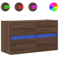 Meuble TV mural avec lumières LED chêne marron 80x31x45 cm 583124583124