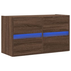 Meuble TV mural avec lumières LED chêne marron 80x31x45 cm 583124583124