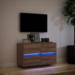 Meuble TV mural avec lumières LED chêne marron 80x31x45 cm 583124583124