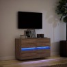 Meuble TV mural avec lumières LED chêne marron 80x31x45 cm 583124583124