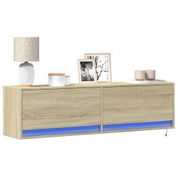 Meuble TV mural avec lumières LED chêne sonoma 140x31x38 cm 583125583125