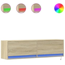 Meuble TV mural avec lumières LED chêne sonoma 140x31x38 cm 583125583125