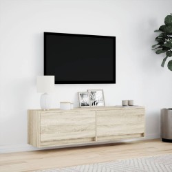 Meuble TV mural avec lumières LED chêne sonoma 140x31x38 cm 583125583125