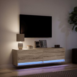 Meuble TV mural avec lumières LED chêne sonoma 140x31x38 cm 583125583125
