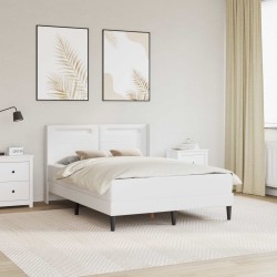 Cadre de lit avec matelas Blanc 140 x 190 cm Simili cuir 583129583129