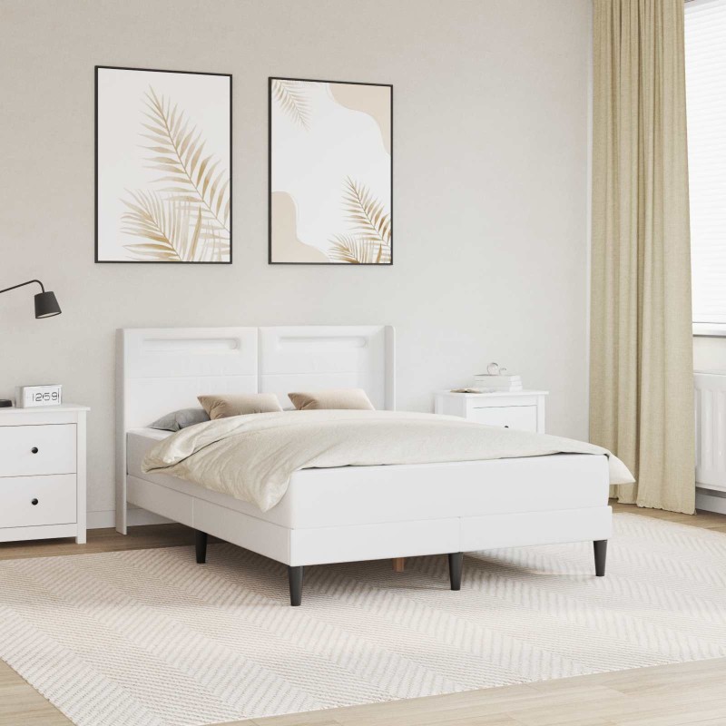 Cadre de lit avec matelas Blanc 140 x 190 cm Simili cuir 583129583129