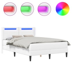 Cadre de lit avec matelas Blanc 140 x 190 cm Simili cuir 583129583129