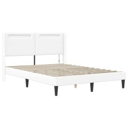 Cadre de lit avec matelas Blanc 140 x 190 cm Simili cuir 583129583129
