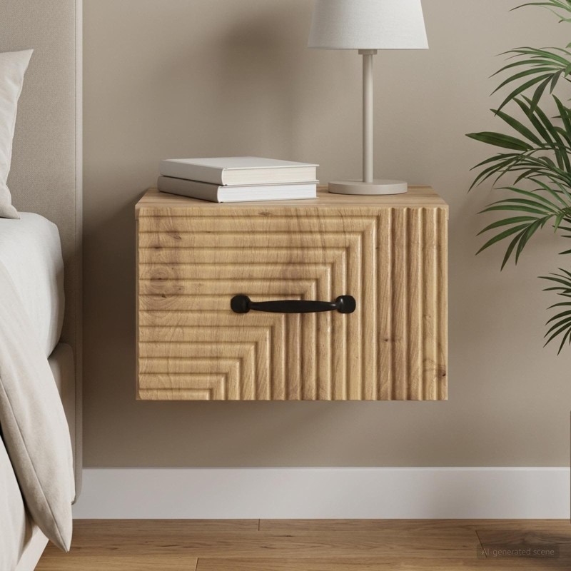 Cabinet de chevet mural Chêne artisanal 34,5 x 33 x 20 cm 583137583137
