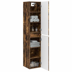 Cabinet de Salle de Bain Mural Chêne fumé 33 x 34,5 x 160 cm 583139583139