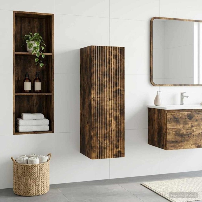 Cabinet de Salle de Bain Mural Chêne fumé 33 x 34,5 x 100 cm 583160583160