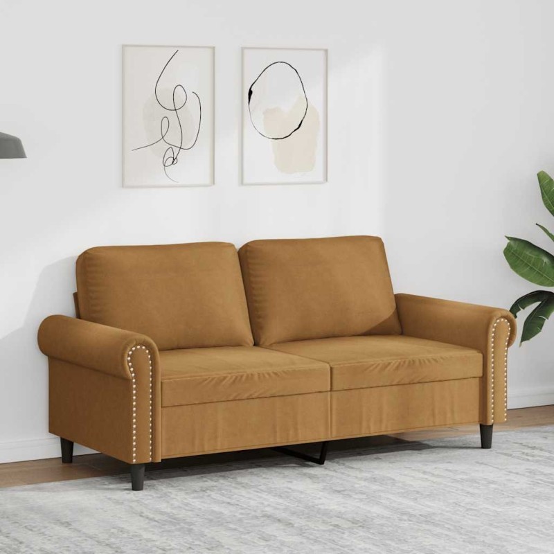Canapé à 2 places Marron 140 cm Velours 583171583171